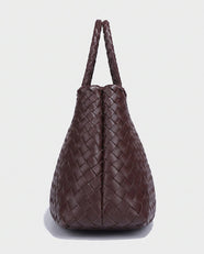 Saki Woven Market Bag in Dark Brown - view 2