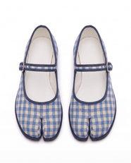 Haru Tabi Mary Jane in Blue Gingham