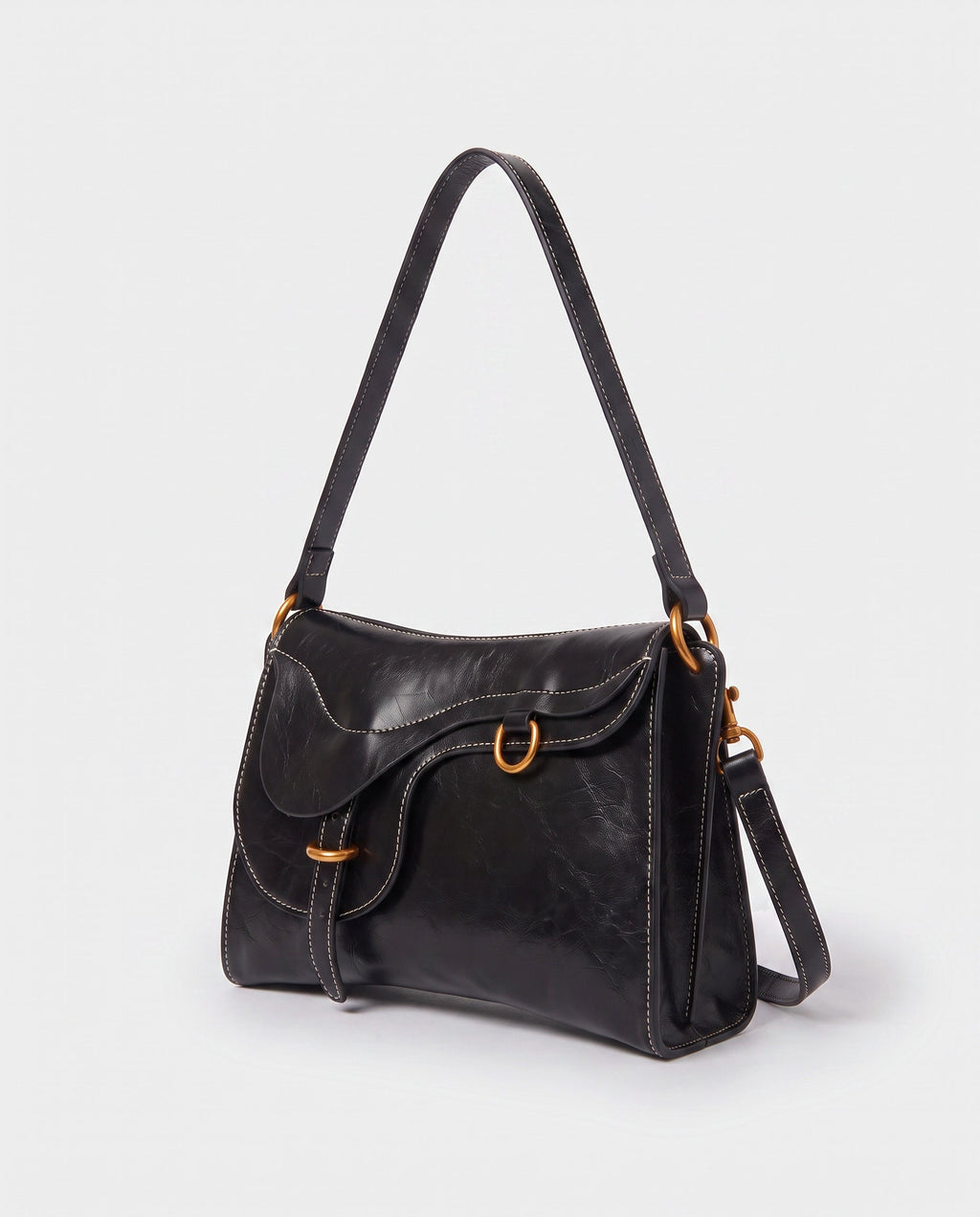 Kohana Saddle Shoulder Bag in Black