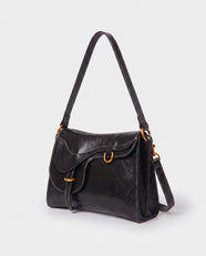 Kohana Saddle Shoulder Bag in Black