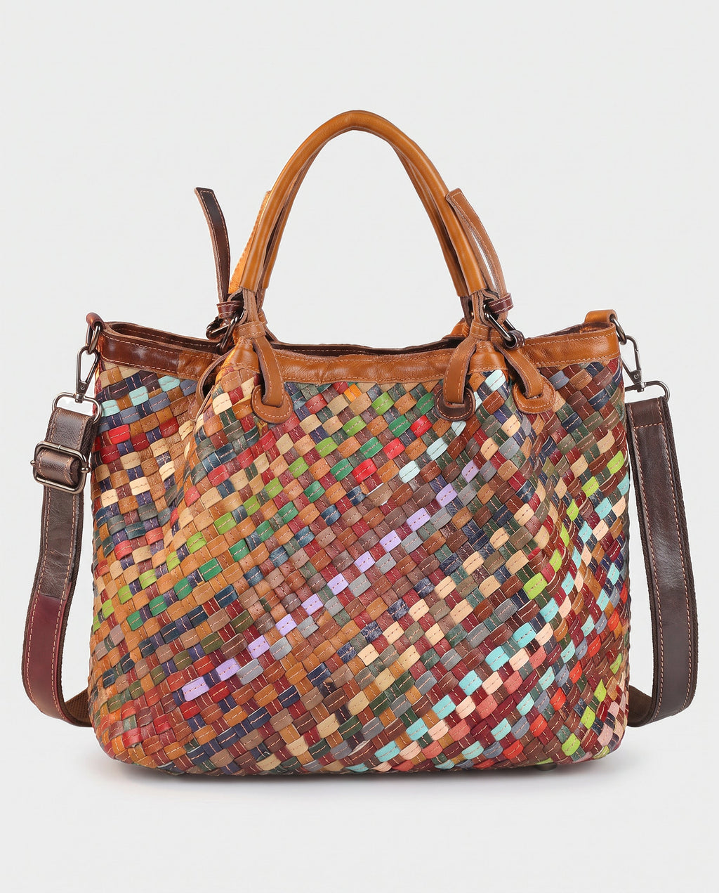 Manami Patchwork Woven Tote in Multicolour - view 1