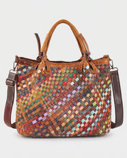 Manami Patchwork Woven Tote in Multicolour - view 1
