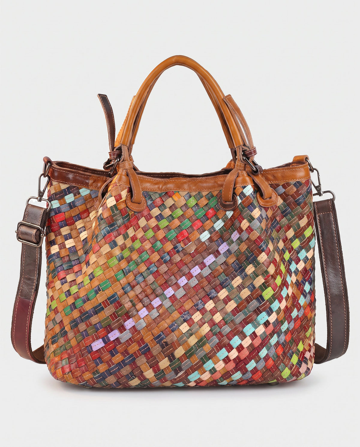 Manami Patchwork Woven Tote in Multicolour - view 1