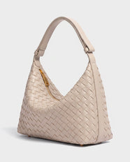 Yoko Woven Crescent Bag in Beige