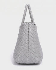 Saki Woven Market Bag in Light Grey - view 2