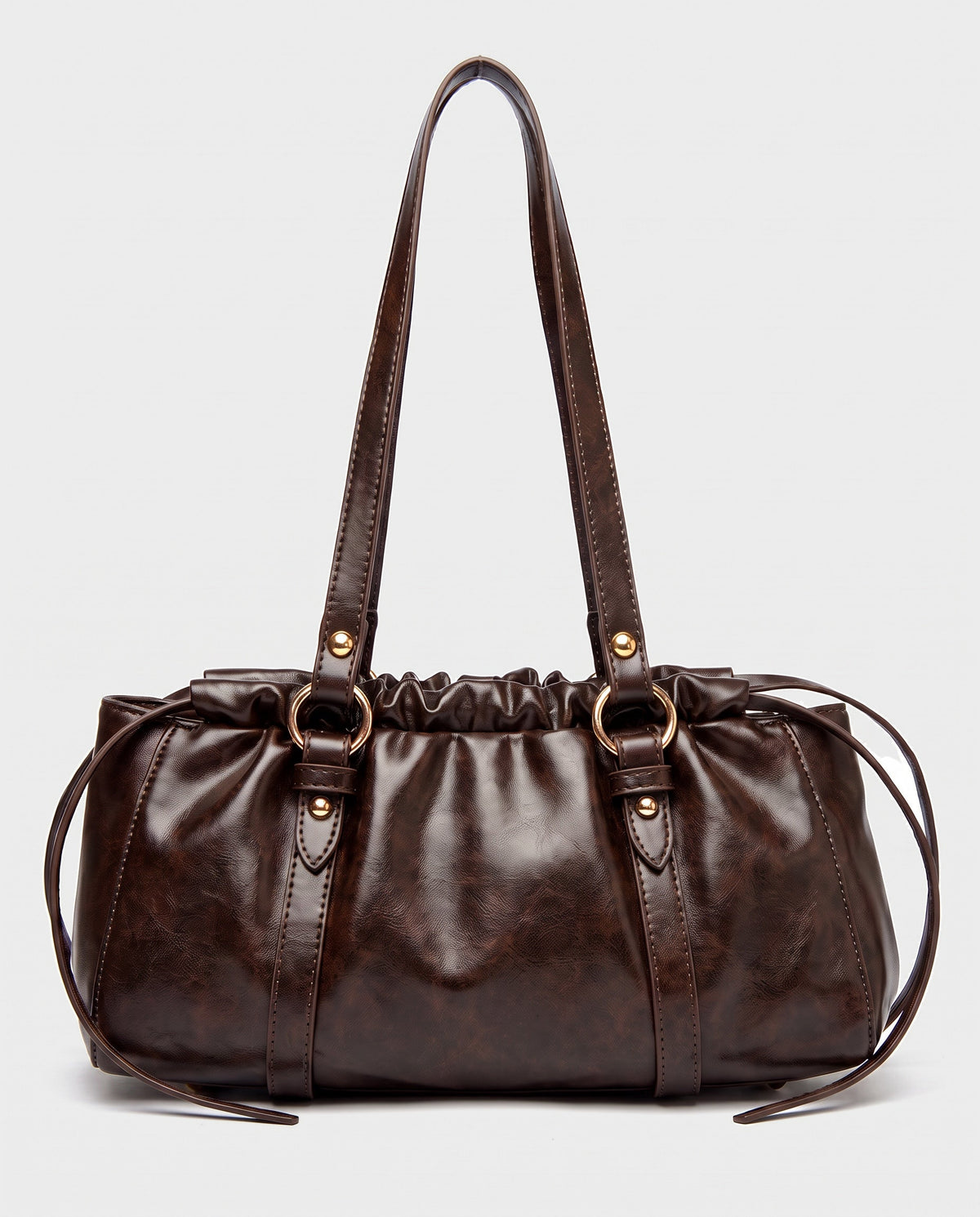 Nagi Ruched Shoulder Bag in Dark Espresso
