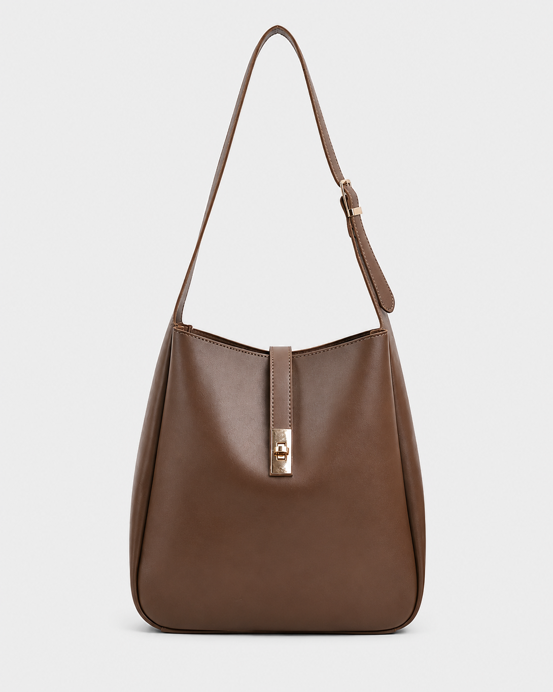Kasumi Turn-Lock Shoulder Bag in Taupe