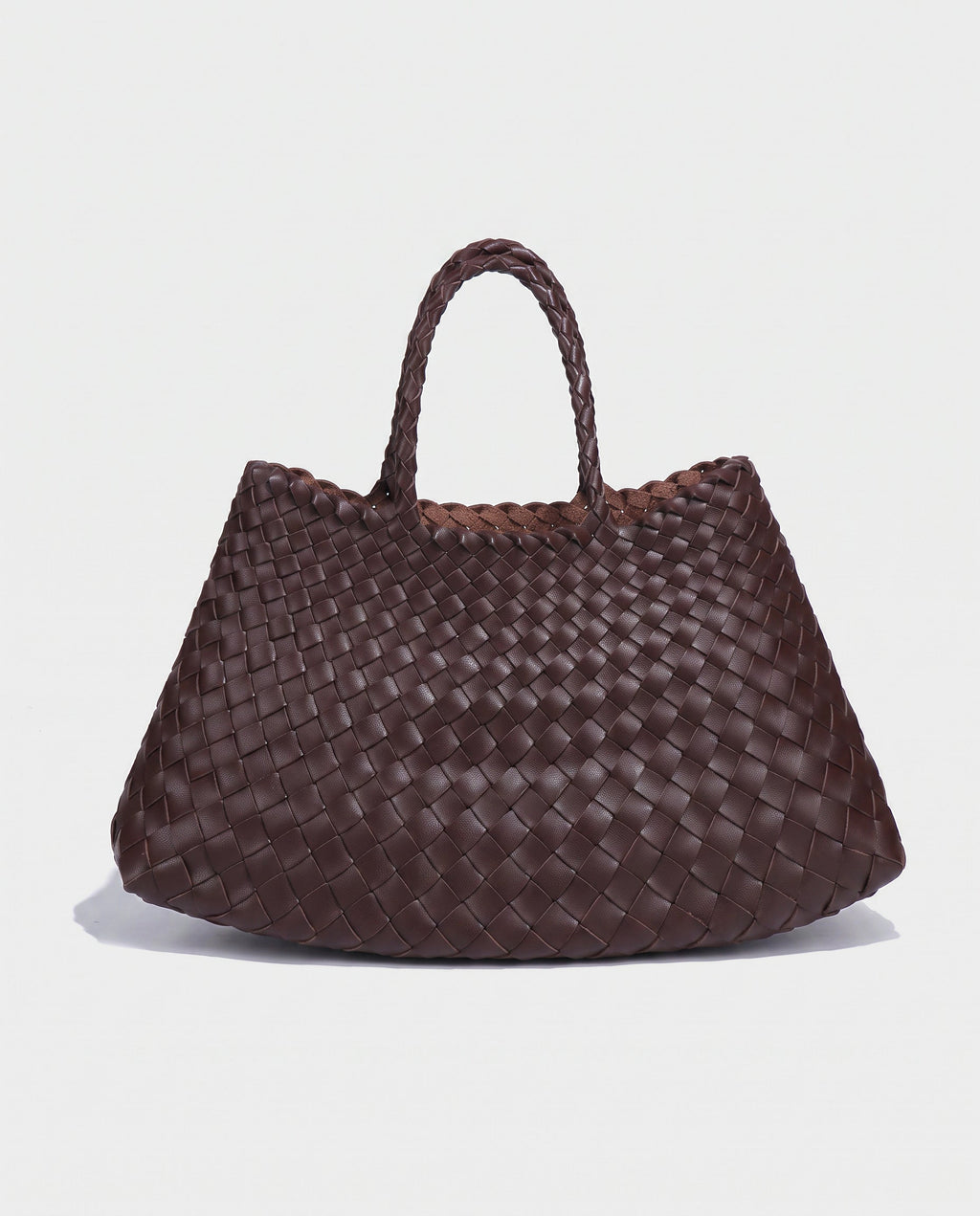 Saki Woven Market Bag in Dark Brown - view 1