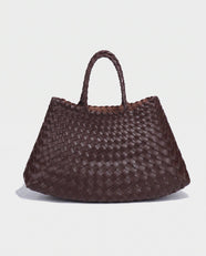 Saki Woven Market Bag in Dark Brown - view 1