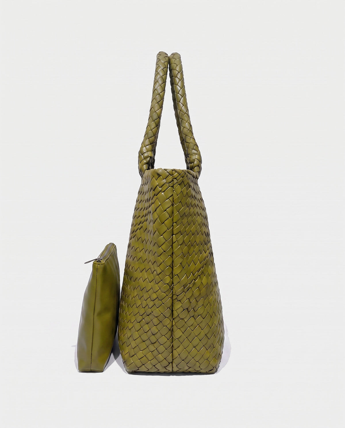Noa Woven Tote and Pouch in Olive