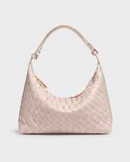 Yoko Woven Crescent Bag in Cream