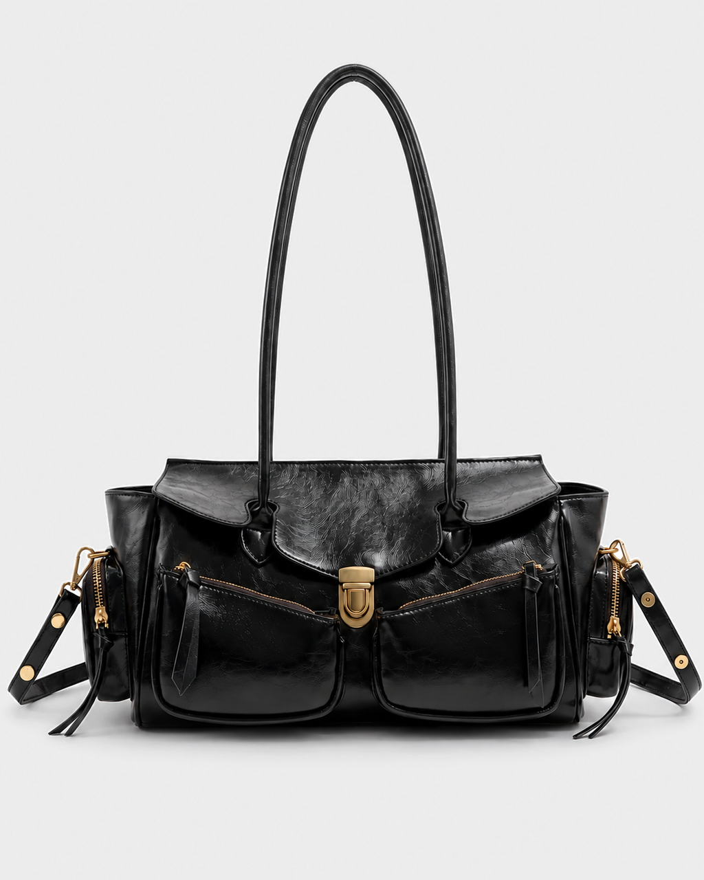 Konomi Cargo Shoulder Bag in Black