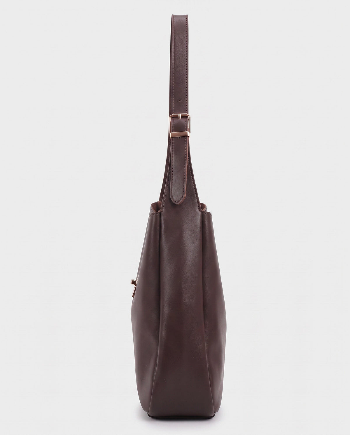 Kasumi Turn-Lock Shoulder Bag in Dark Chocolate