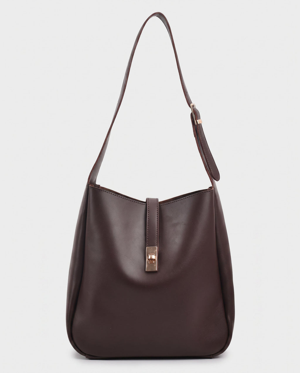 Kasumi Turn-Lock Shoulder Bag in Dark Chocolate - view 1