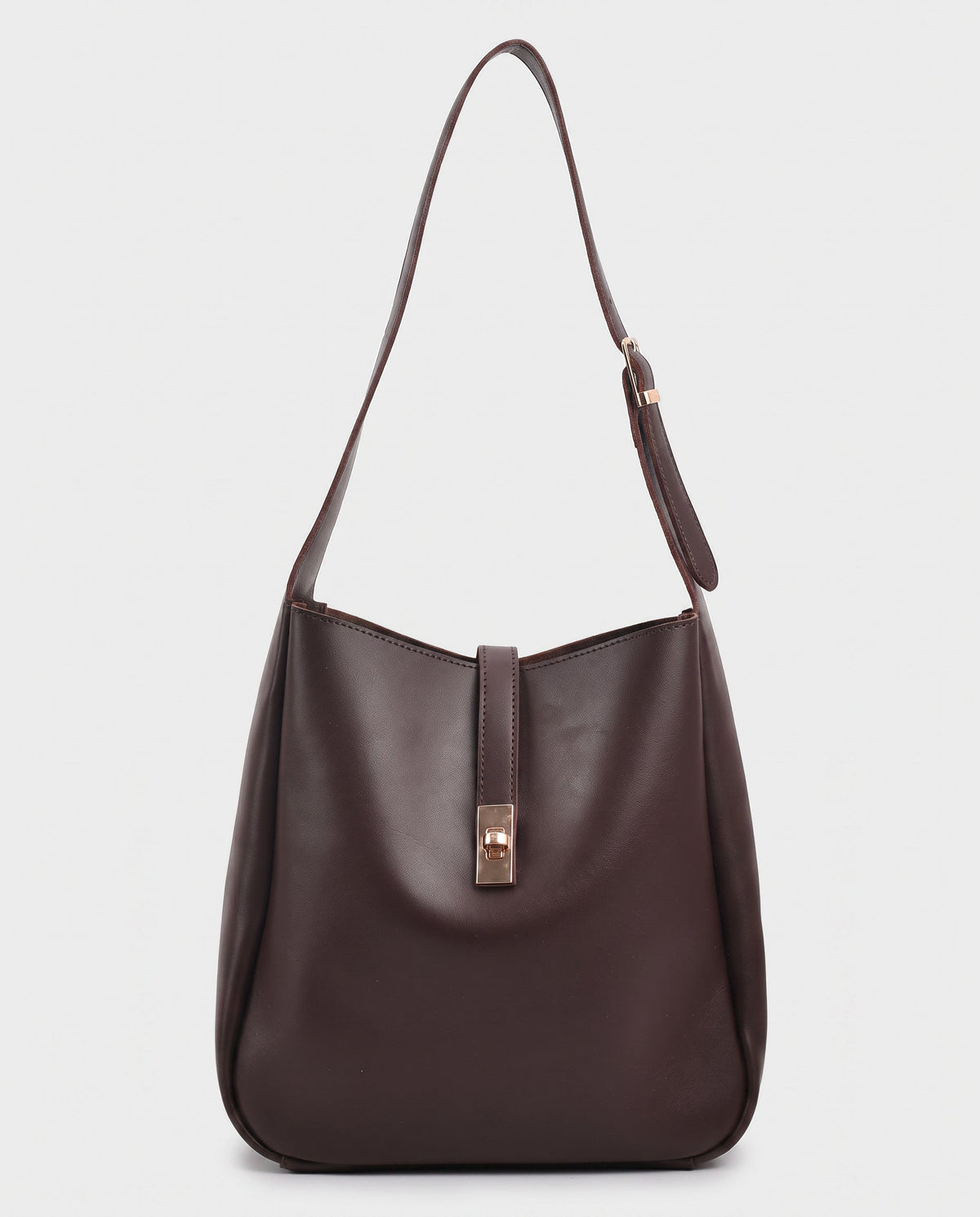 Kasumi Turn-Lock Shoulder Bag in Dark Chocolate - view 1