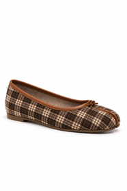 Ayame Tabi Ballet Flat in Coffee Check — side view