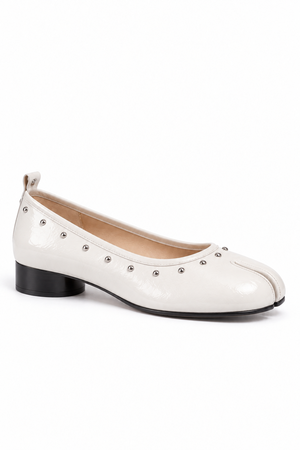 Tamaki Tabi Studded Ballerina in White — side view