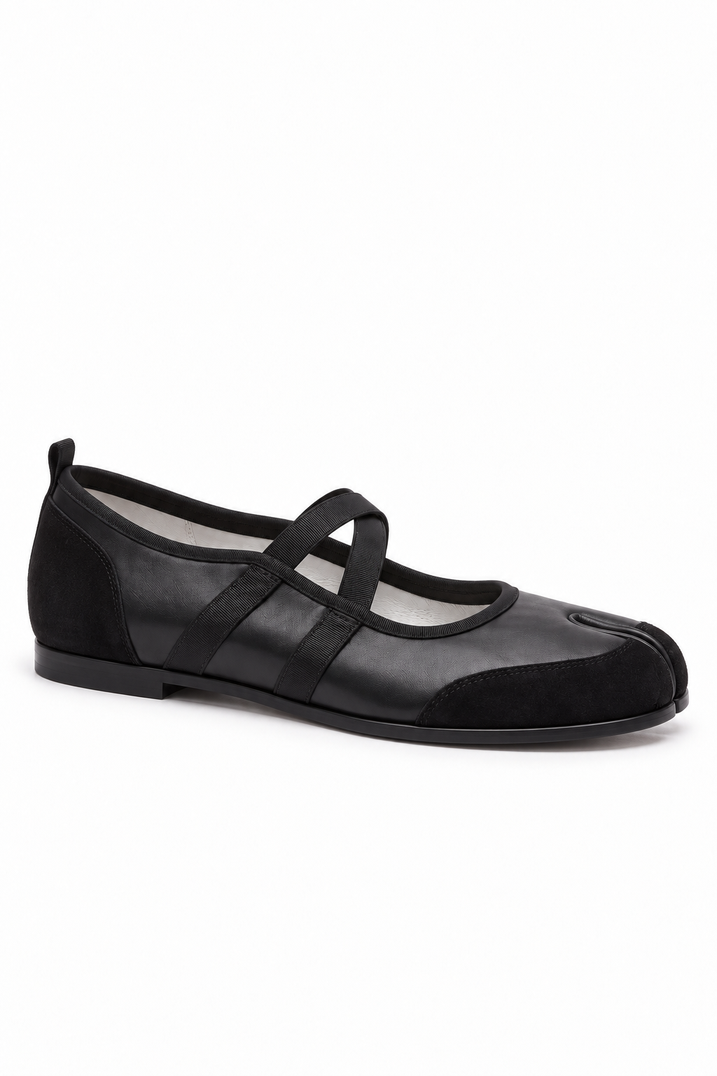Tomoe Tabi Stripe Mary Jane in Black — side view