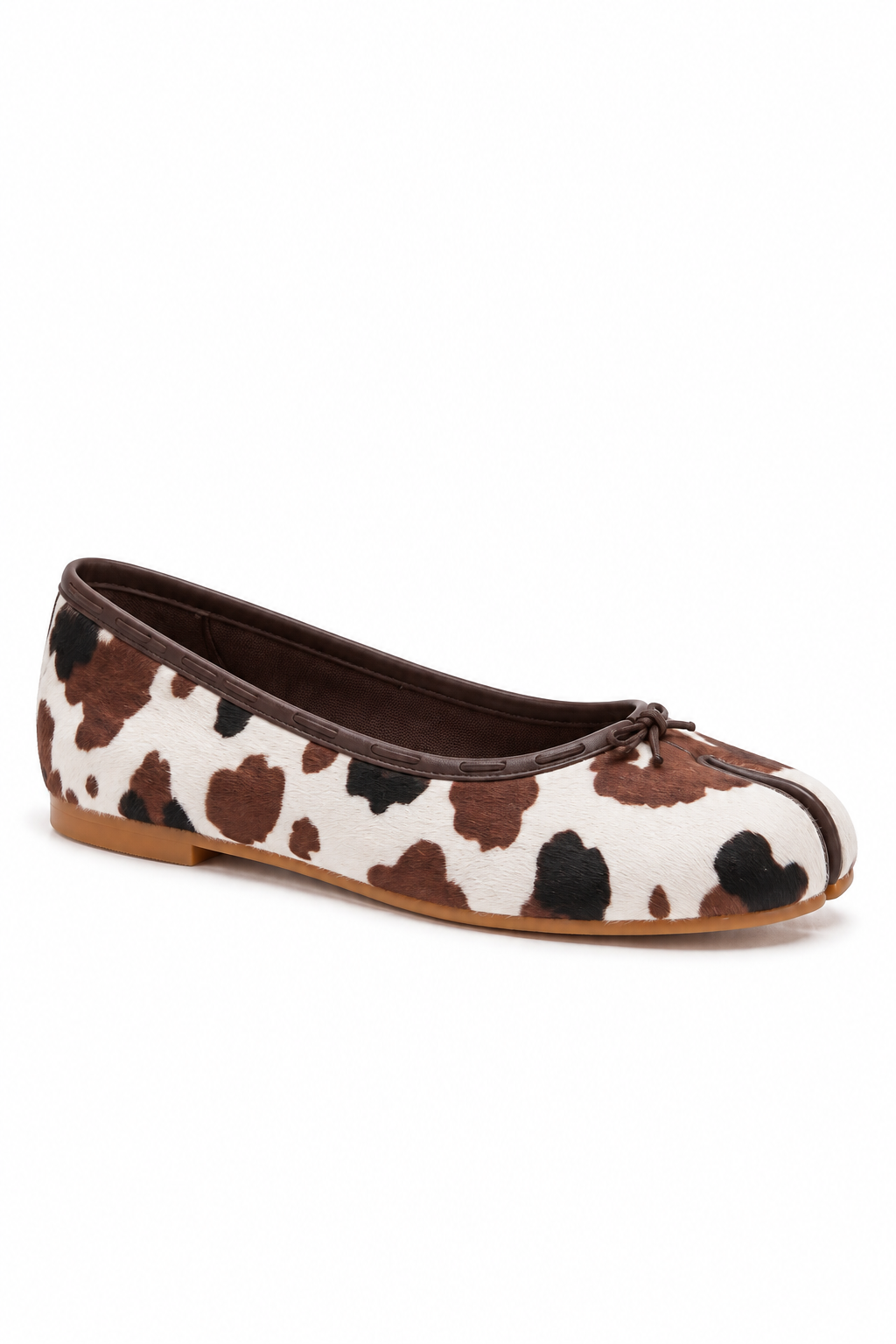 Tora Tabi Flat in Cow Print — side view