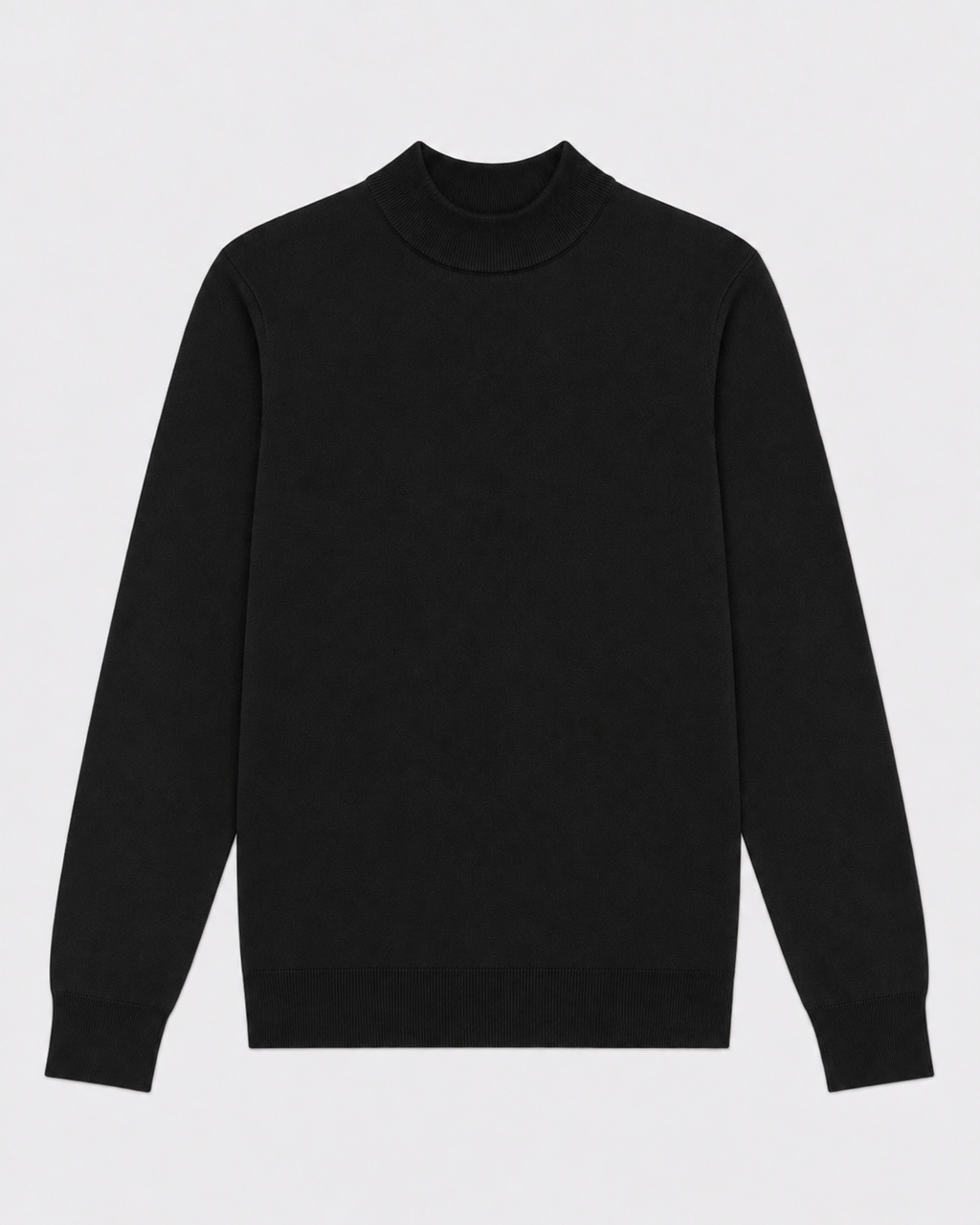 Long-Sleeve Mock Neck, Black, flatlay