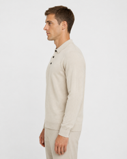 Long-Sleeve Polo, Light oatmeal, side