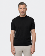 Short-Sleeve Mock Neck, Black, front