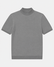 Short-Sleeve Mock Neck, Medium grey, flatlay